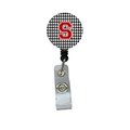 Teachers Aid Houndstooth Black Initial S Monogram Initial Retractable Badge Reel Or Id Holder With Clip TE891336